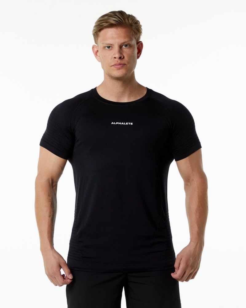 Camisas Alphalete Ozone Tee Hombre Negras | XIYWSQ-807