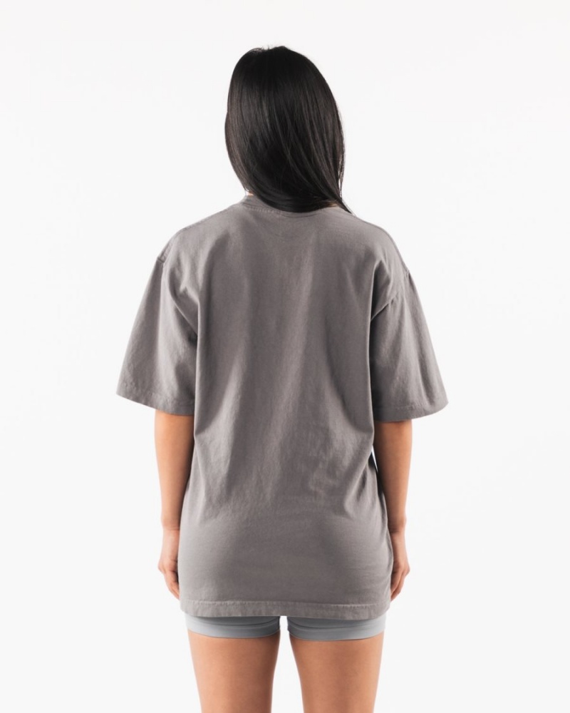 Camisas Alphalete Pump University Tee Mujer Charcoal | OGZINL-036