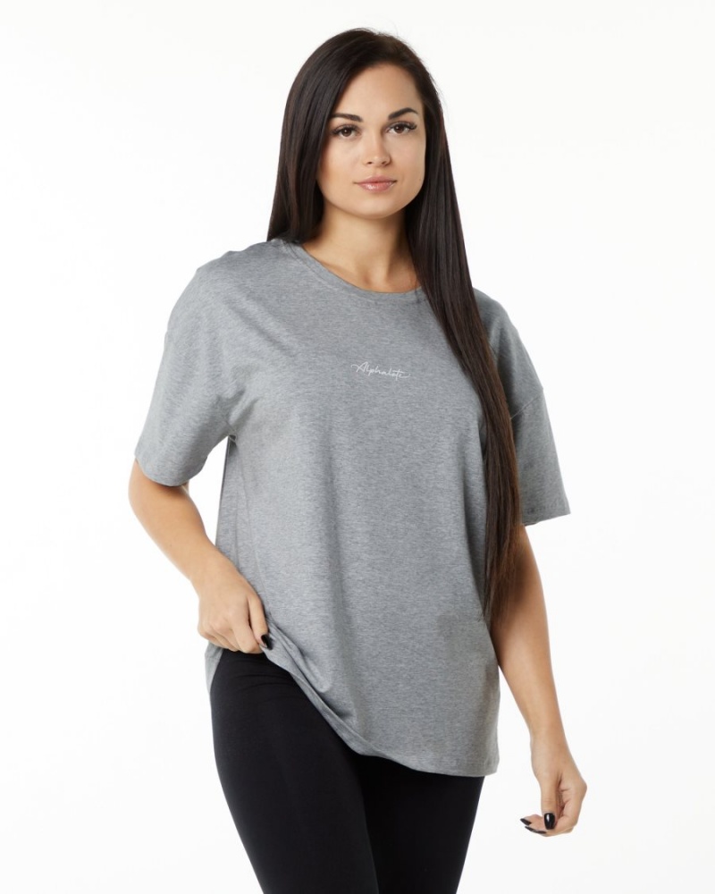 Camisas Alphalete Signature Oversized Tee Mujer Gris | LYMPTO-162