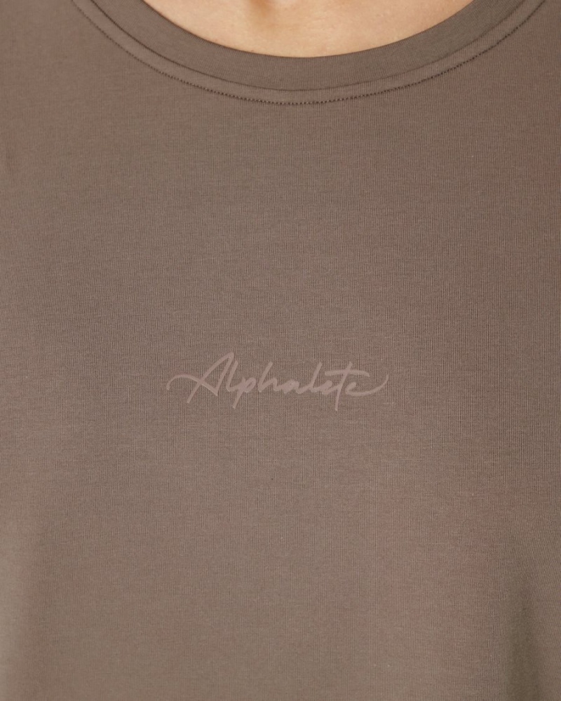 Camisas Alphalete Signature Oversized Tee Mujer Mocha | ARFZKP-357