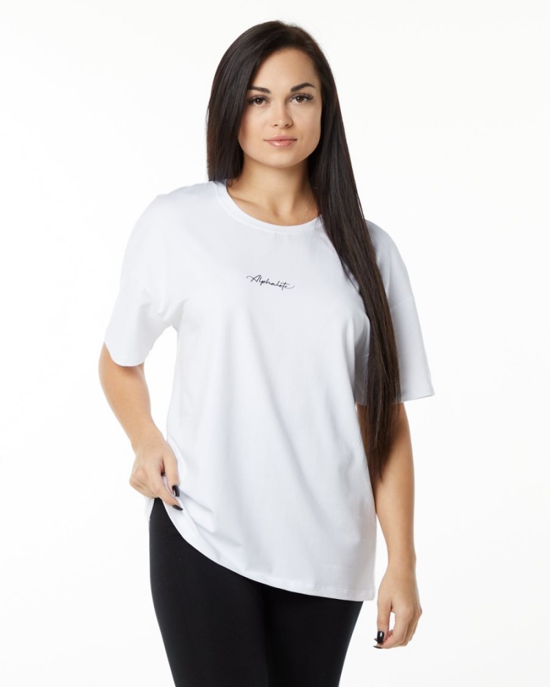 Camisas Alphalete Signature Oversized Tee Mujer Blancas | BNATQJ-463