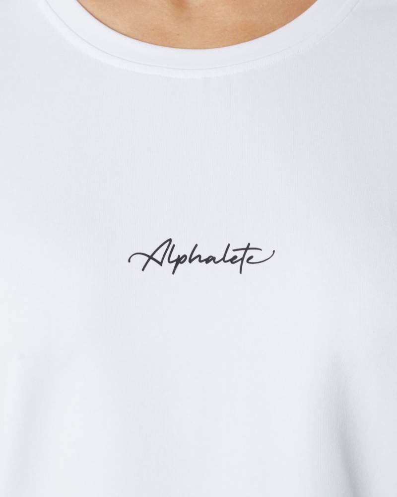 Camisas Alphalete Signature Oversized Tee Mujer Blancas | BNATQJ-463