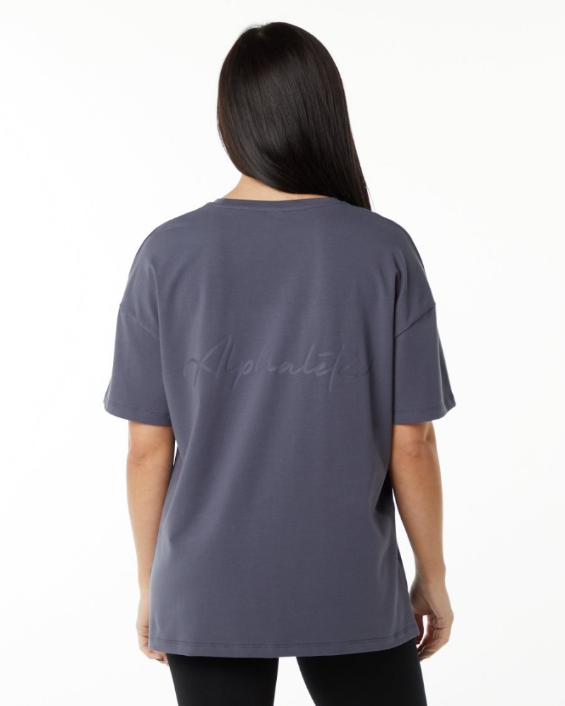 Camisas Alphalete Signature Oversized Tee Mujer Moradas | FHVKEI-327