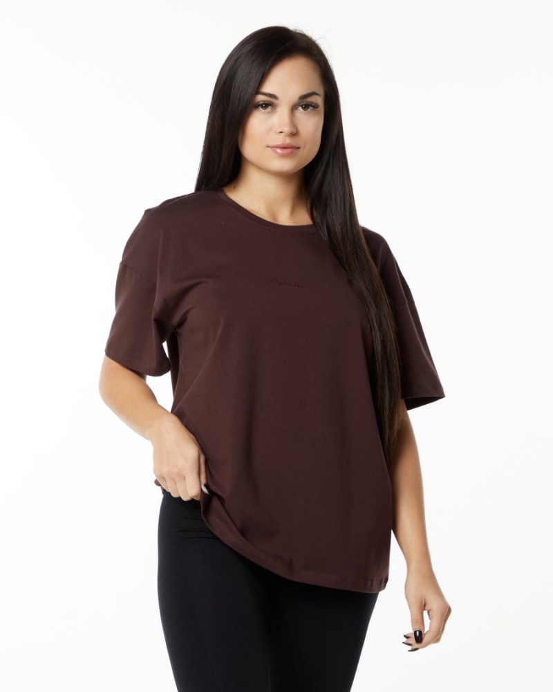 Camisas Alphalete Signature Oversized Tee Mujer Burdeos | HYTFKV-731