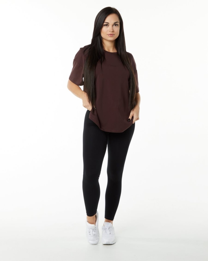 Camisas Alphalete Signature Oversized Tee Mujer Burdeos | HYTFKV-731