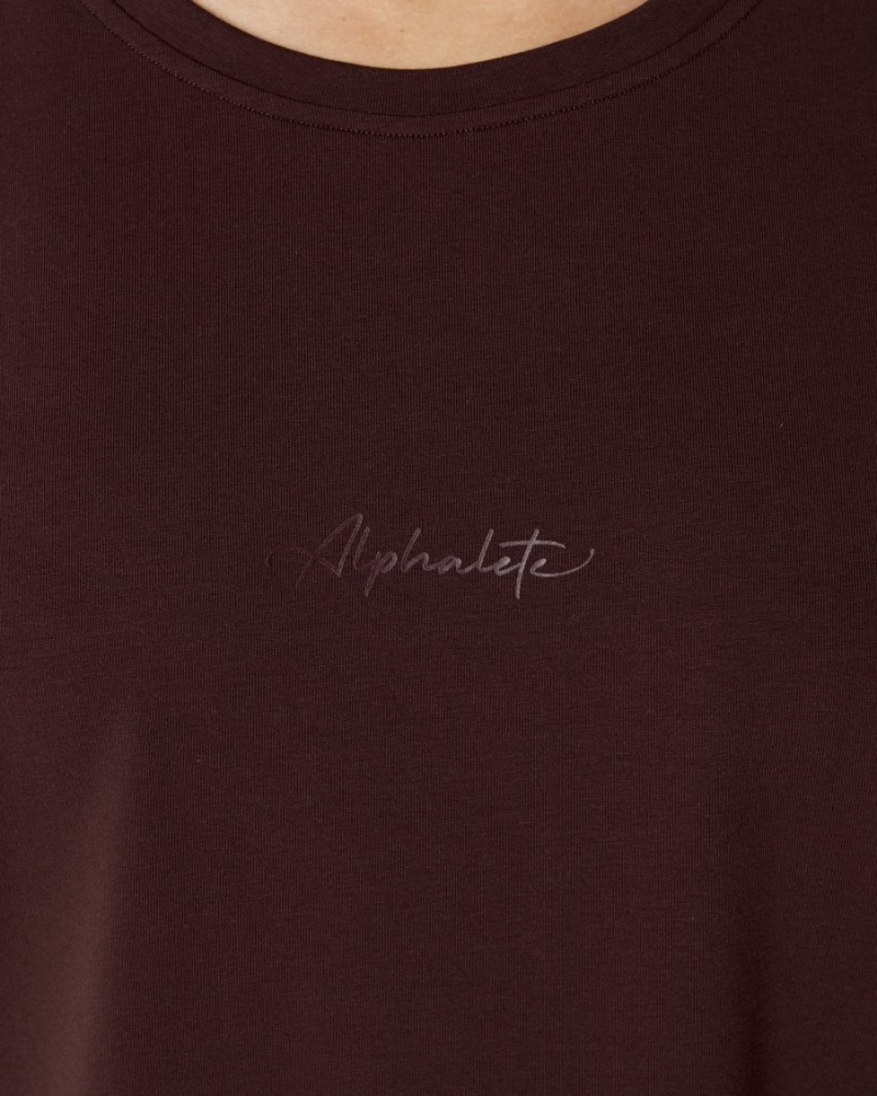 Camisas Alphalete Signature Oversized Tee Mujer Burdeos | HYTFKV-731