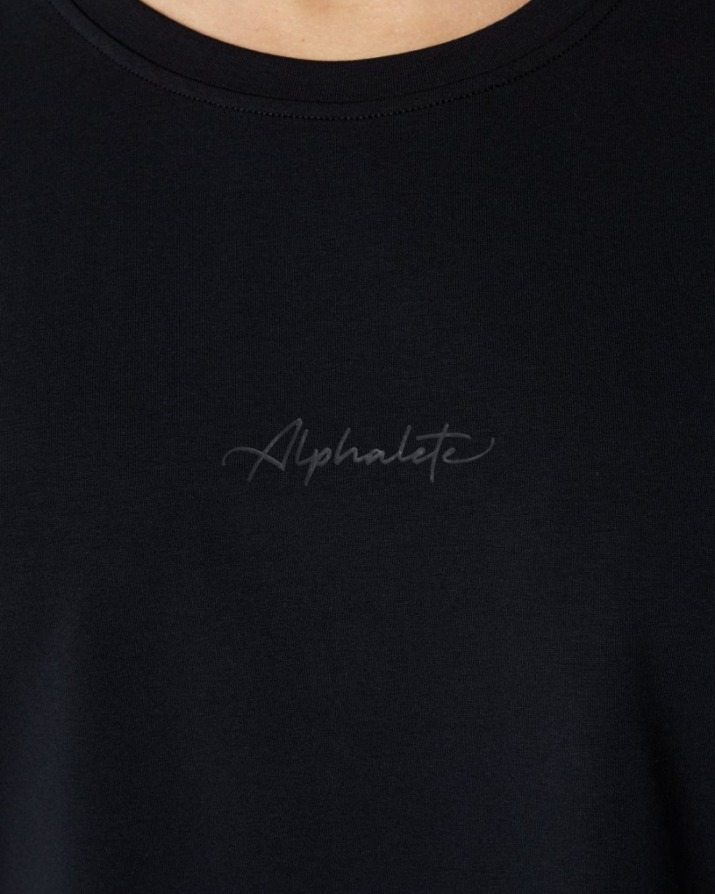 Camisas Alphalete Signature Oversized Tee Mujer Negras | YRPNBC-853