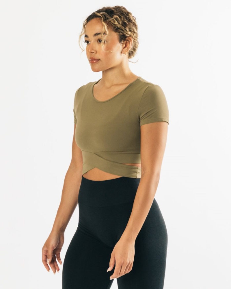 Camisas Alphalete Ultrasoft Wrap Tie Top Mujer Verde Oliva | JESVQH-401