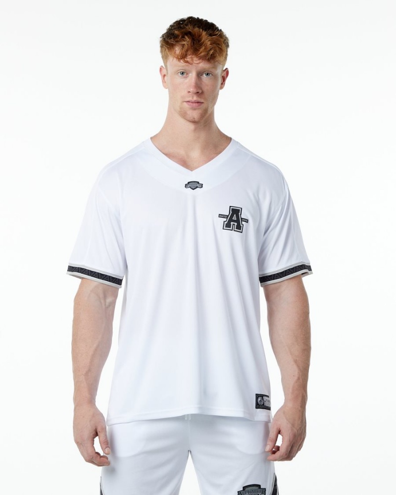 Camisas Alphalete Varsity NFL Jersey Hombre Blancas | MXARPK-126