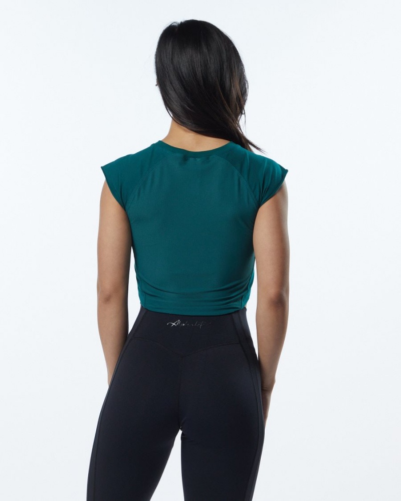 Camisas Alphalete Velocity Crop Tee Mujer Velvet Teal | BUGKMH-835