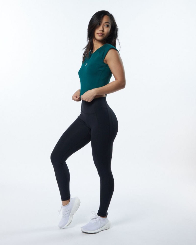 Camisas Alphalete Velocity Crop Tee Mujer Velvet Teal | BUGKMH-835