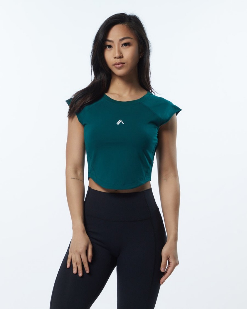 Camisas Alphalete Velocity Crop Tee Mujer Velvet Teal | BUGKMH-835