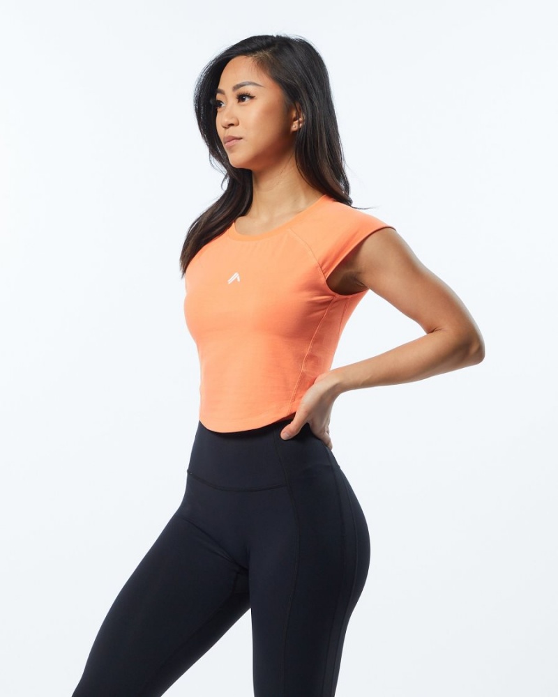 Camisas Alphalete Velocity Crop Tee Mujer Electric Peach | JCQWKT-913