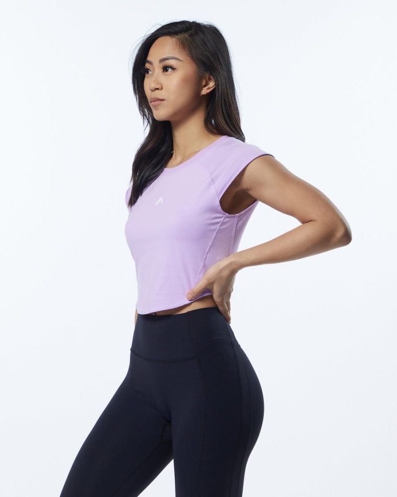 Camisas Alphalete Velocity Crop Tee Mujer Lavanda | XVFSYP-501