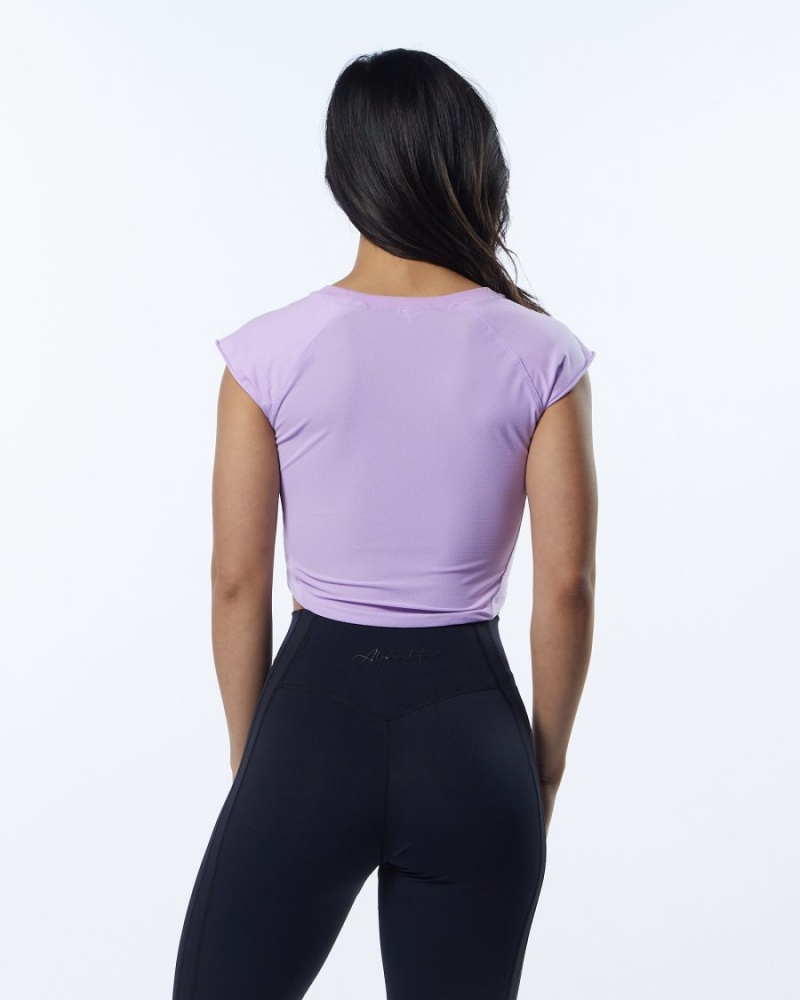 Camisas Alphalete Velocity Crop Tee Mujer Lavanda | XVFSYP-501