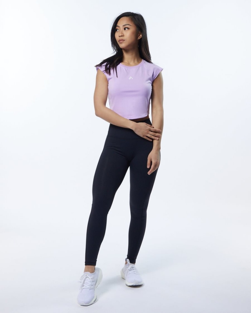 Camisas Alphalete Velocity Crop Tee Mujer Lavanda | XVFSYP-501