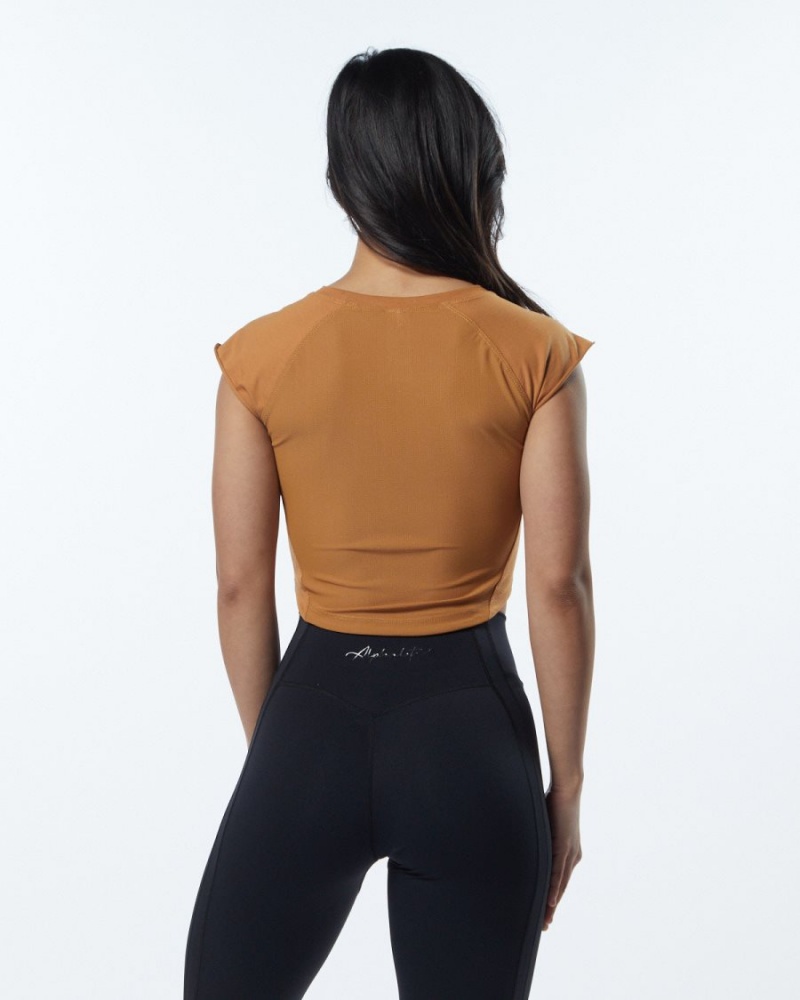 Camisas Alphalete Velocity Crop Tee Mujer Chestnut | BIYHCQ-152