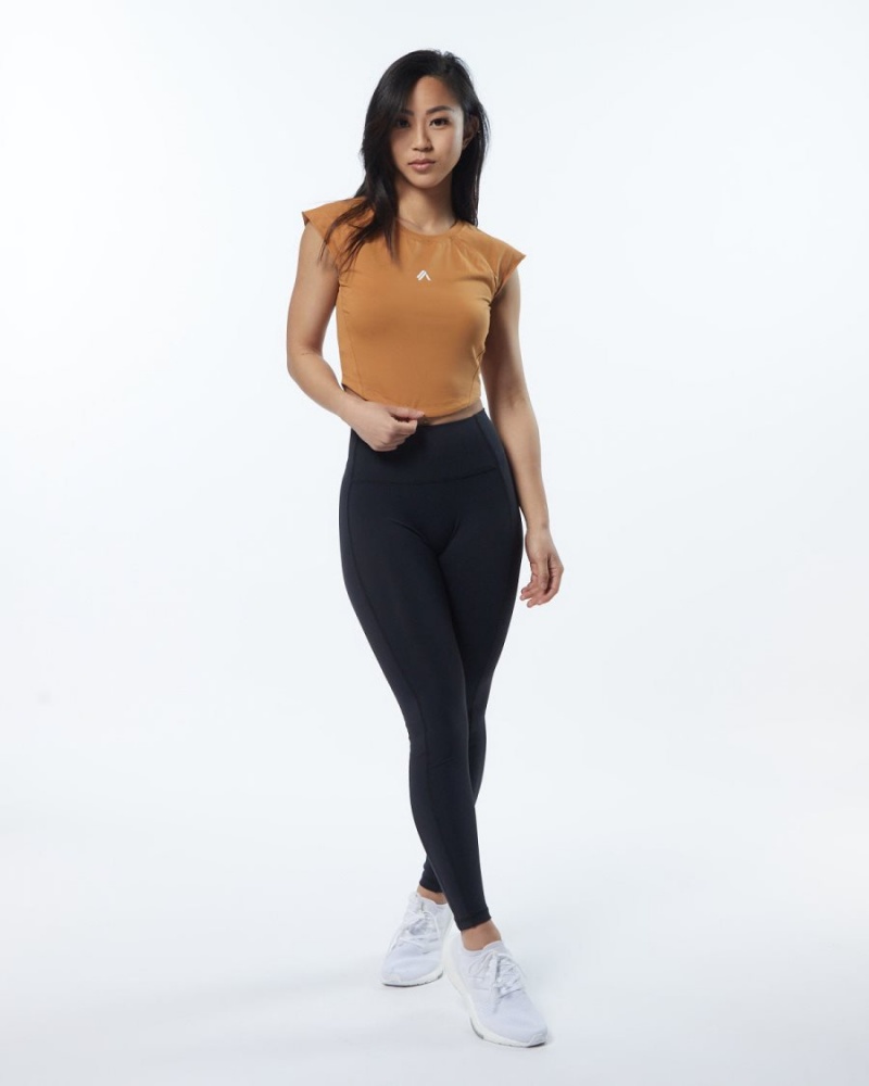 Camisas Alphalete Velocity Crop Tee Mujer Chestnut | BIYHCQ-152