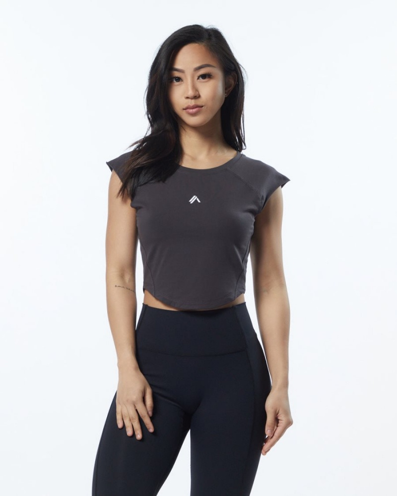 Camisas Alphalete Velocity Crop Tee Mujer Gris | XBMPHI-935