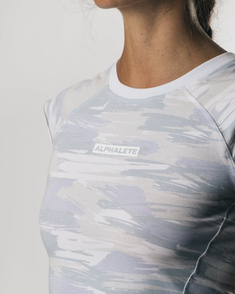 Camisas Alphalete Velocity Crop Tee Mujer Camuflaje | LRTUYO-142