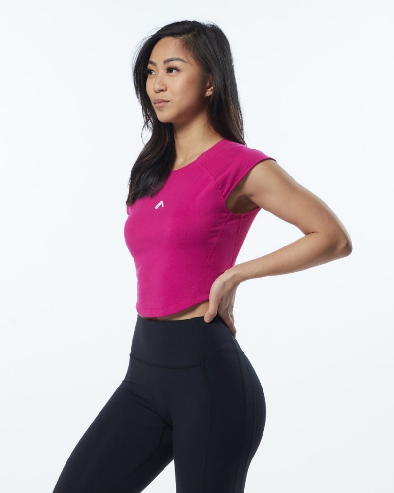 Camisas Alphalete Velocity Crop Tee Mujer Rosas | XKAELF-065