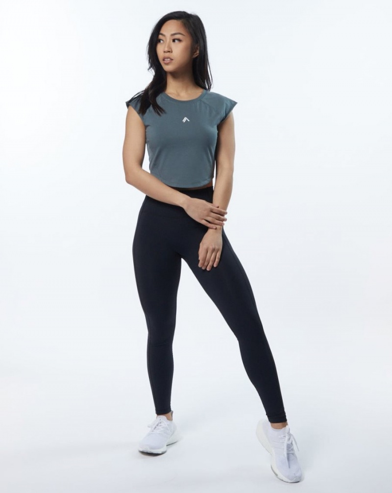 Camisas Alphalete Velocity Crop Tee Mujer Gris | LZNCTA-830