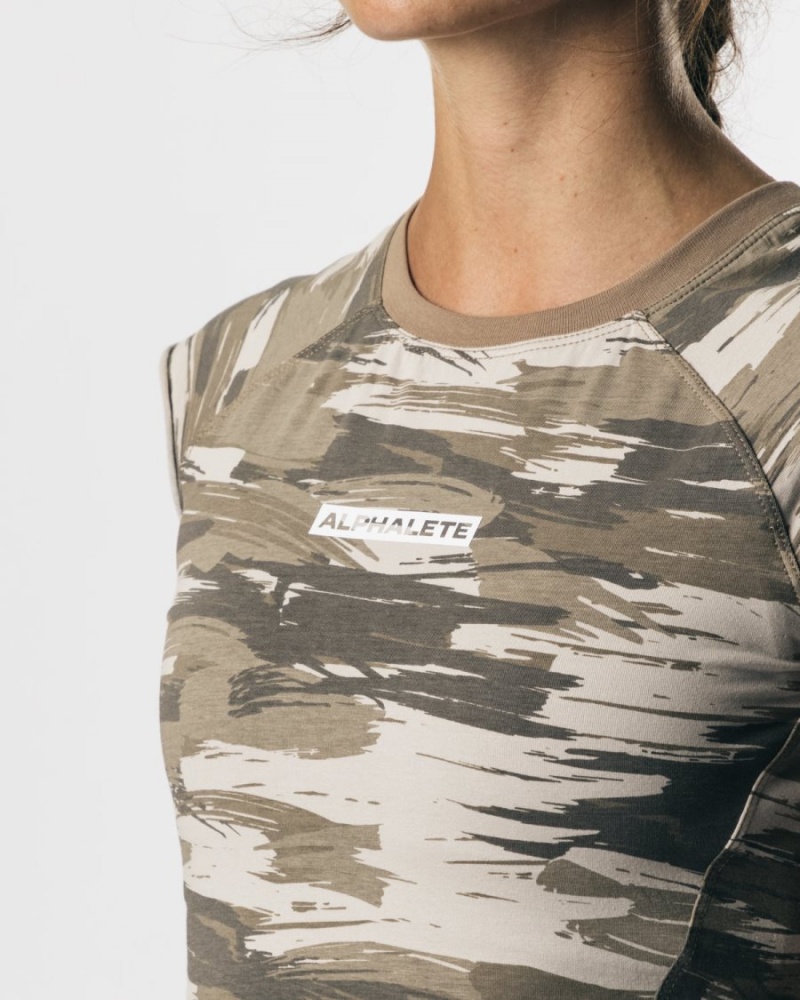 Camisas Alphalete Velocity Crop Tee Mujer Camuflaje | EOVAKR-078