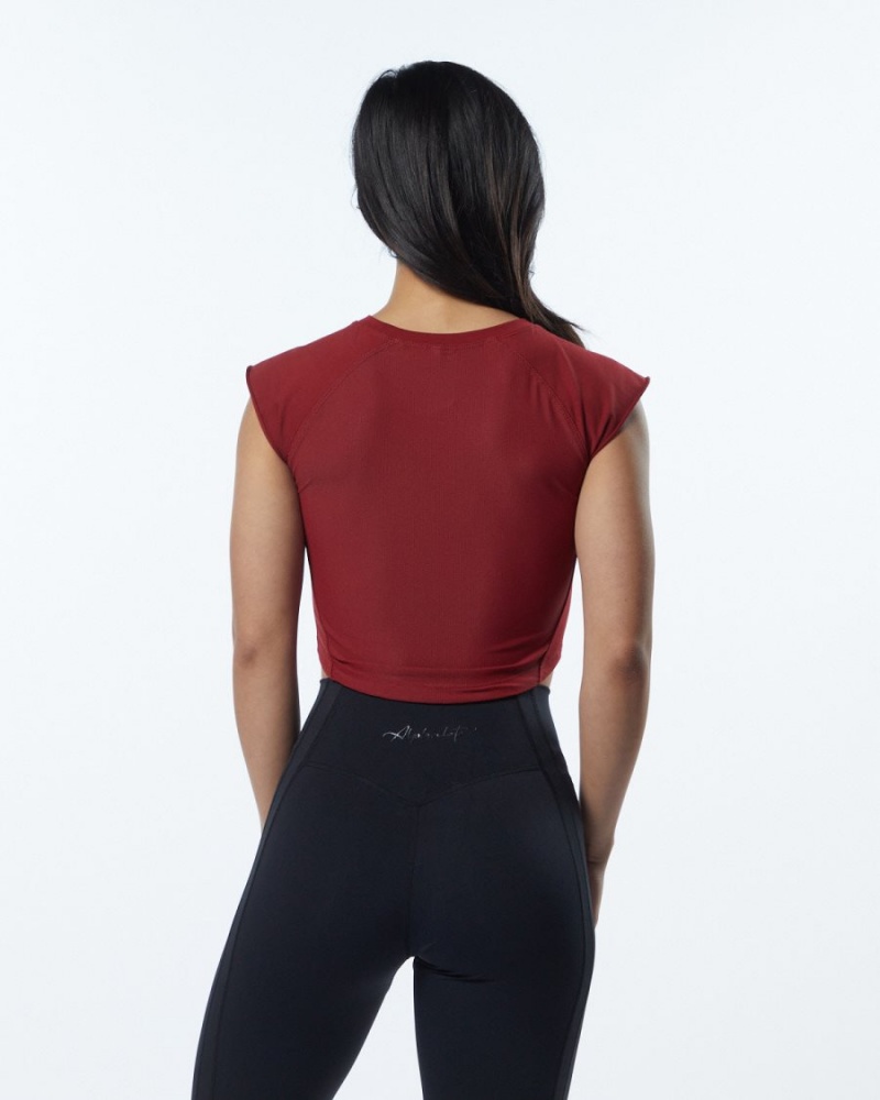 Camisas Alphalete Velocity Crop Tee Mujer Rojas | YGTPXM-752