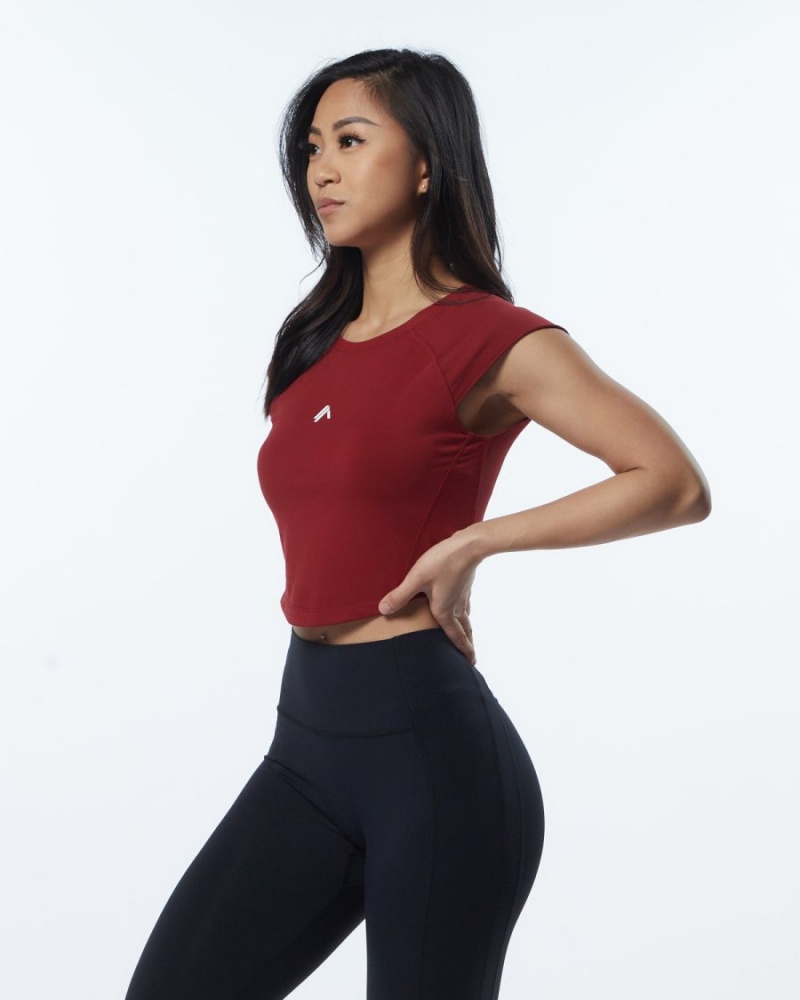 Camisas Alphalete Velocity Crop Tee Mujer Rojas | YGTPXM-752