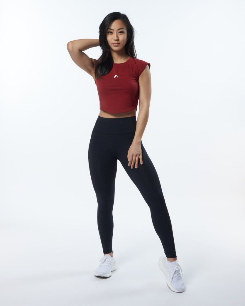 Camisas Alphalete Velocity Crop Tee Mujer Rojas | YGTPXM-752