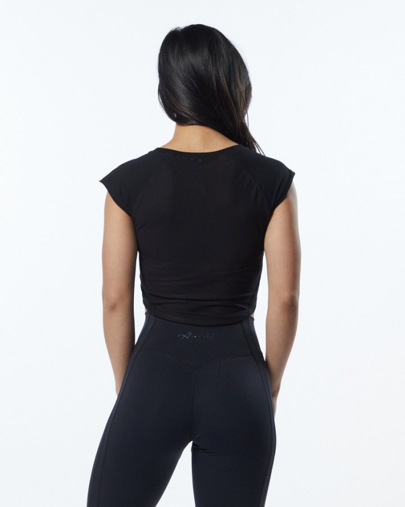 Camisas Alphalete Velocity Crop Tee Mujer Blackout | IHQYRE-403