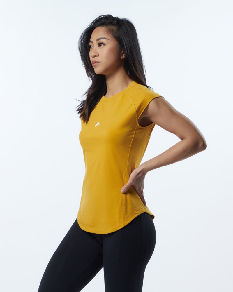 Camisas Alphalete Velocity Tee Mujer Amarillo | APYUMS-987