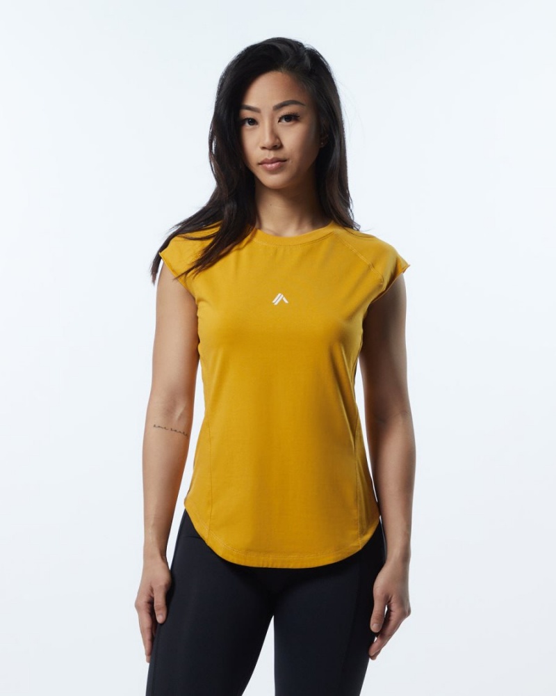 Camisas Alphalete Velocity Tee Mujer Amarillo | APYUMS-987