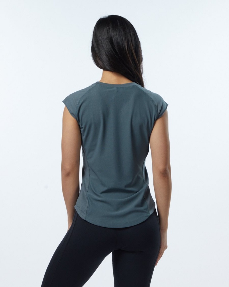 Camisas Alphalete Velocity Tee Mujer Gris | EBVPSI-854