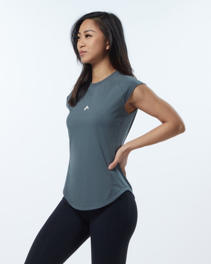 Camisas Alphalete Velocity Tee Mujer Gris | EBVPSI-854