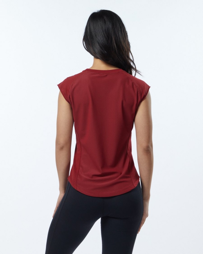 Camisas Alphalete Velocity Tee Mujer Rojas | RAQJOB-548