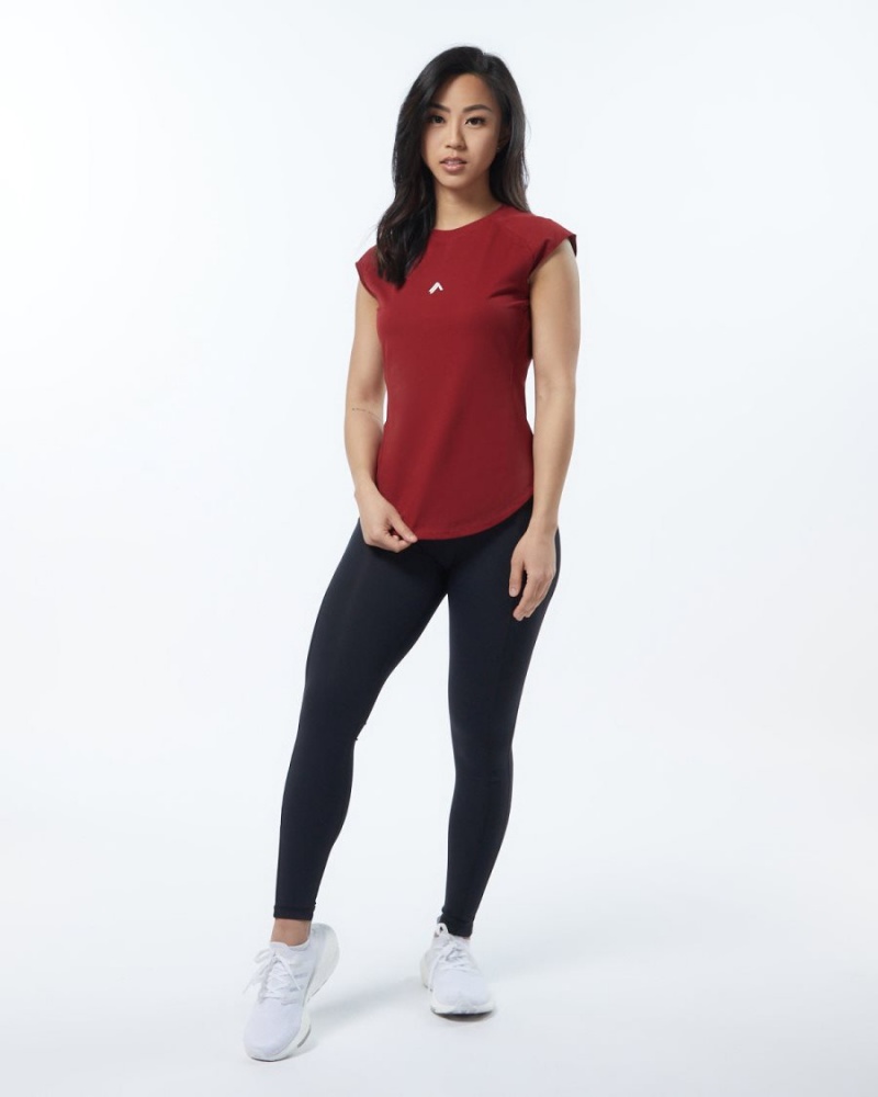 Camisas Alphalete Velocity Tee Mujer Rojas | RAQJOB-548