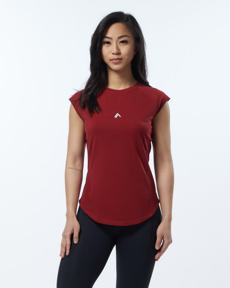 Camisas Alphalete Velocity Tee Mujer Rojas | RAQJOB-548