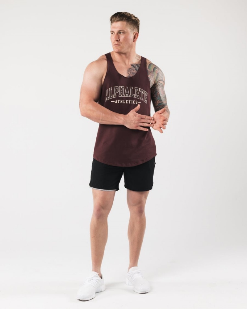 Camiseta Tirantes Alphalete AA Raw Cut Tank Hombre Sangria | VYWRGQ-536