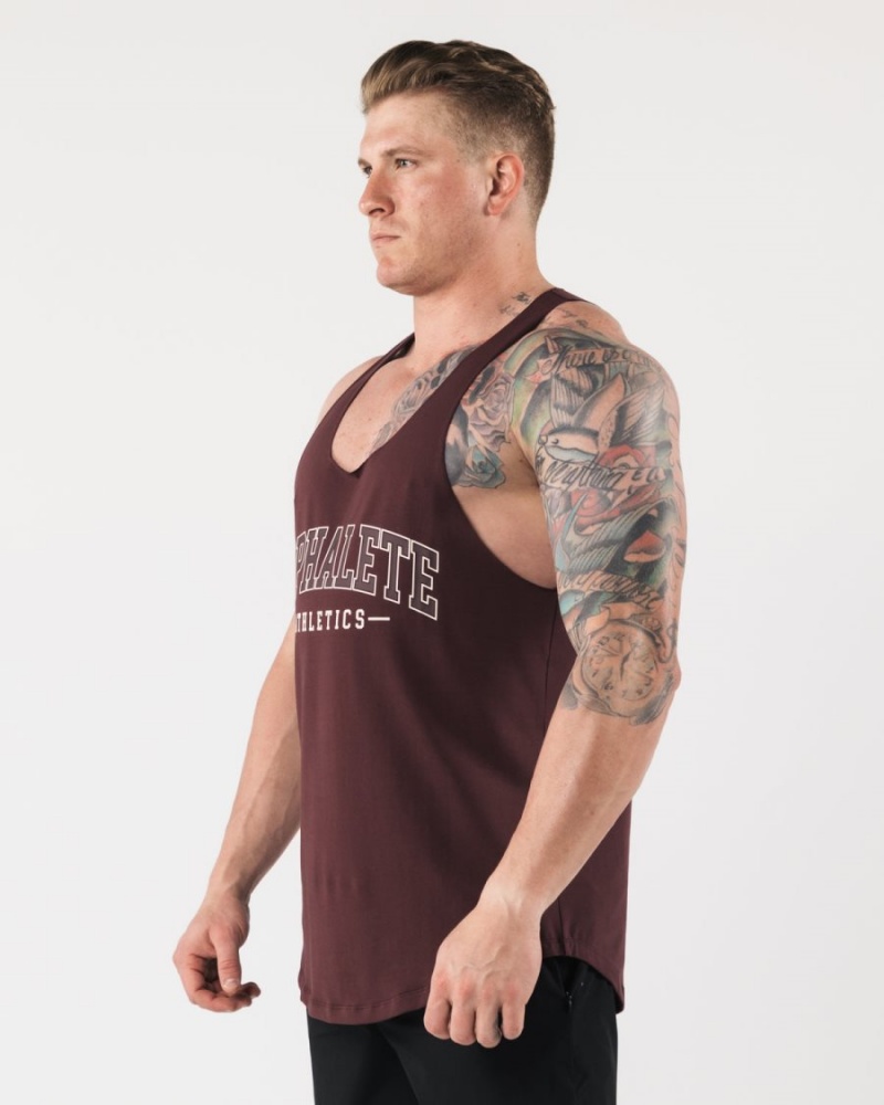 Camiseta Tirantes Alphalete AA Raw Cut Tank Hombre Sangria | VYWRGQ-536