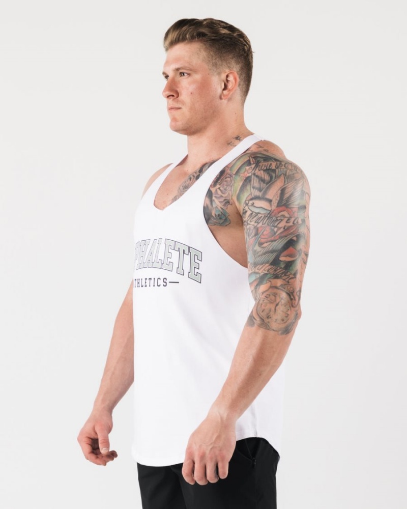 Camiseta Tirantes Alphalete AA Raw Cut Tank Hombre Blancas | VZGKTC-387