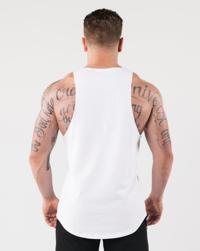 Camiseta Tirantes Alphalete AA Raw Cut Tank Hombre Blancas | VZGKTC-387