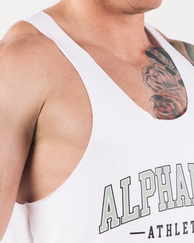 Camiseta Tirantes Alphalete AA Raw Cut Tank Hombre Blancas | VZGKTC-387