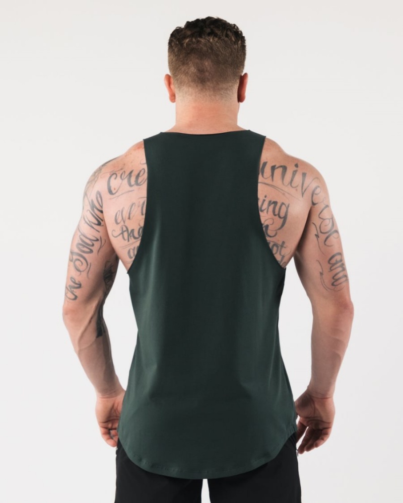 Camiseta Tirantes Alphalete AA Raw Cut Tank Hombre Evergreen | QAJHNP-384