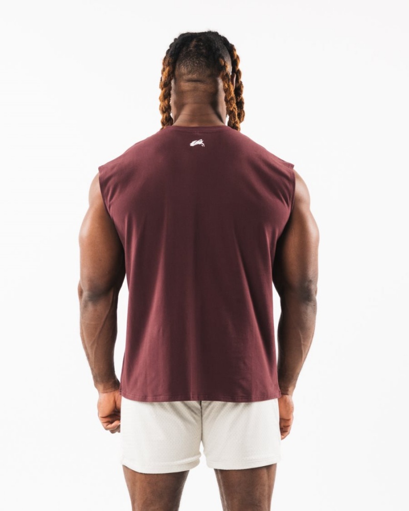 Camiseta Tirantes Alphalete Brushed Wolf Head Muscle Tank Hombre Sangria | EGVXAW-837