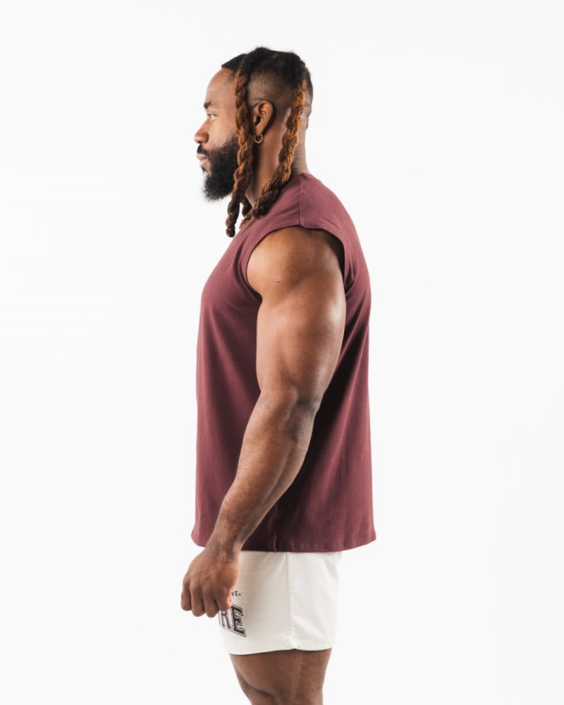 Camiseta Tirantes Alphalete Brushed Wolf Head Muscle Tank Hombre Sangria | EGVXAW-837