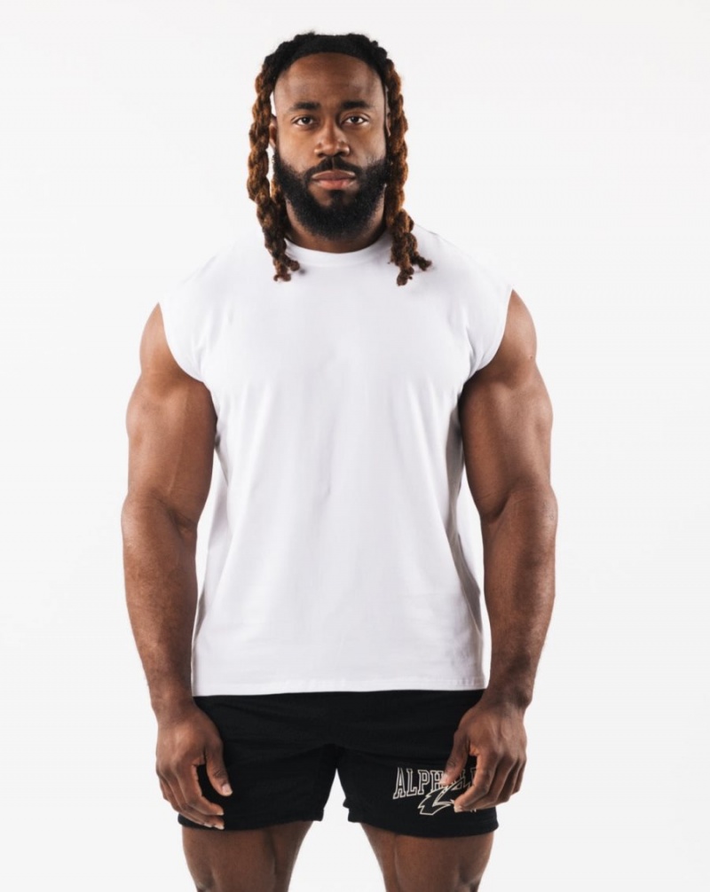 Camiseta Tirantes Alphalete Brushed Wolf Head Muscle Tank Hombre Blancas | ZBHDYS-745