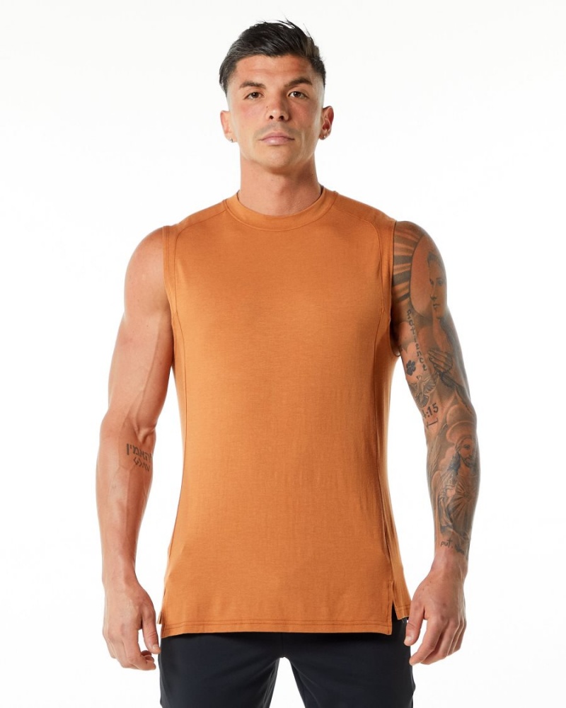 Camiseta Tirantes Alphalete Evo Tank Hombre Camel | JHYOPD-186