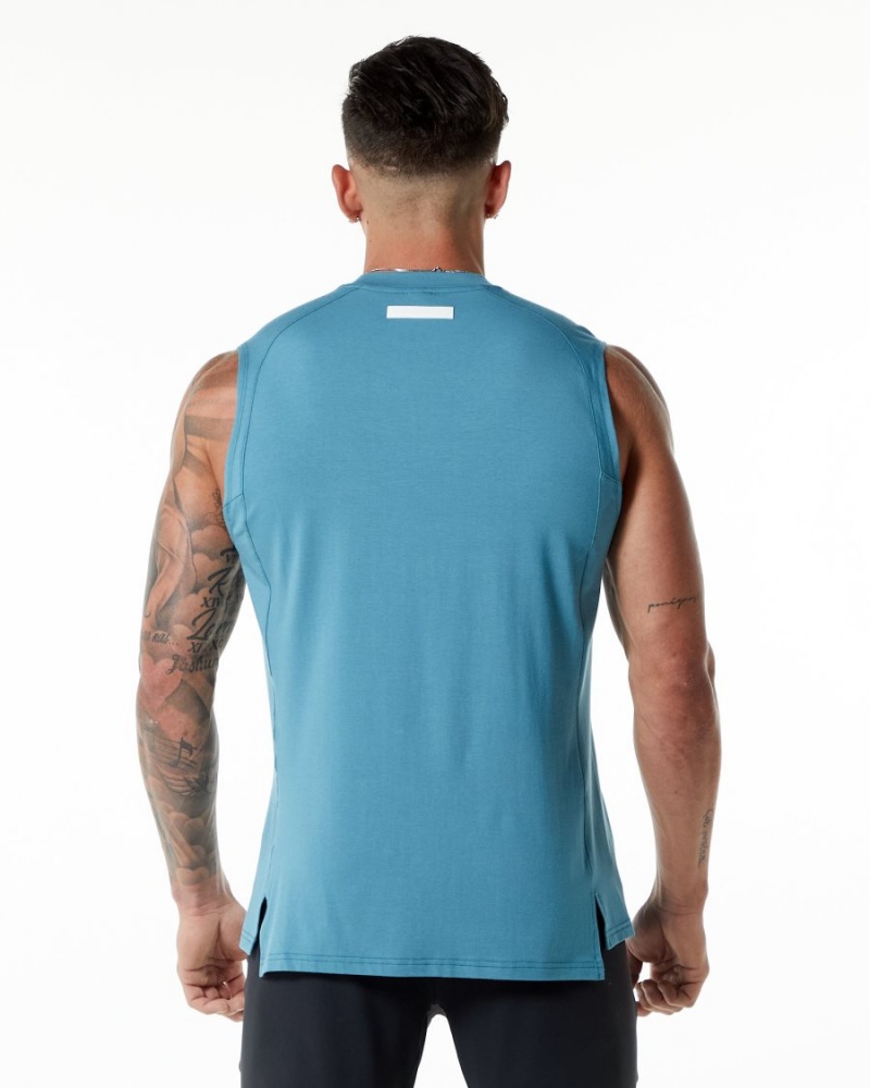 Camiseta Tirantes Alphalete Evo Tank Hombre Azules | VRPFDH-497