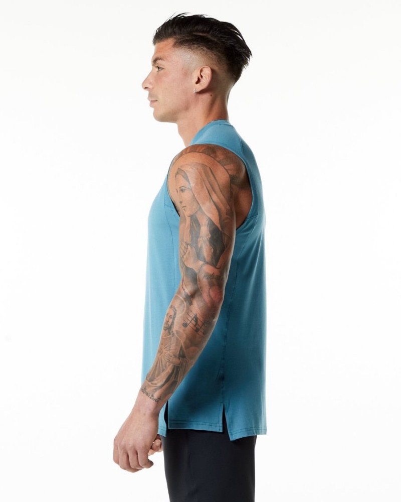 Camiseta Tirantes Alphalete Evo Tank Hombre Azules | VRPFDH-497